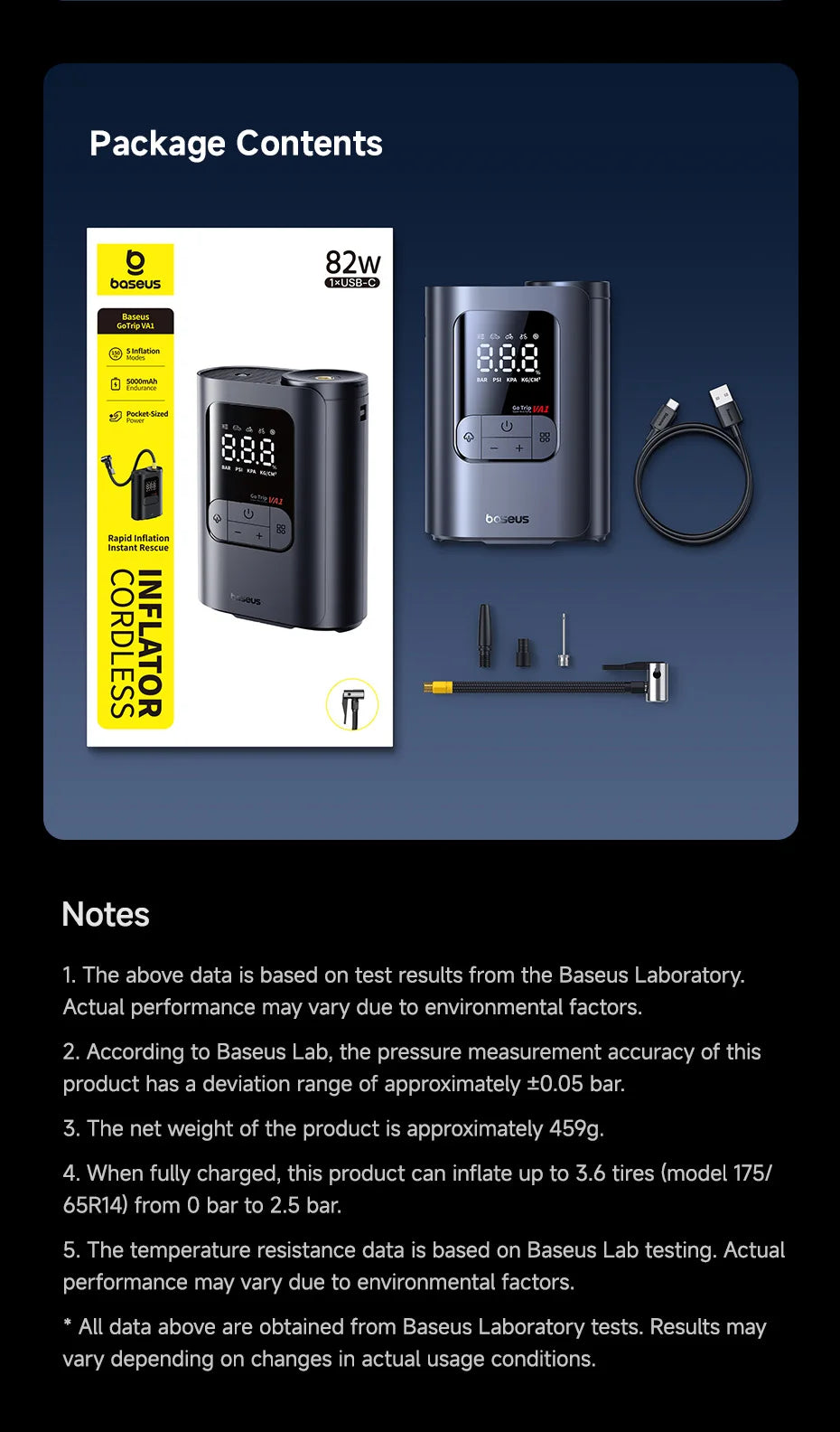 Baseus Wireless Car Air Pump Portable Air Compressor for Car Motorcycles Bicycle Electric Tire Inflator with LCD Digital Display sayaragear