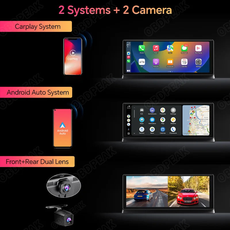 K2 Pro 11.3" Car DVR 4K Camera Wireless Carplay Android auto Ai Screen Dash Cam Dual Len Video Recorder GPS Navigation Dashboard sayaragear
