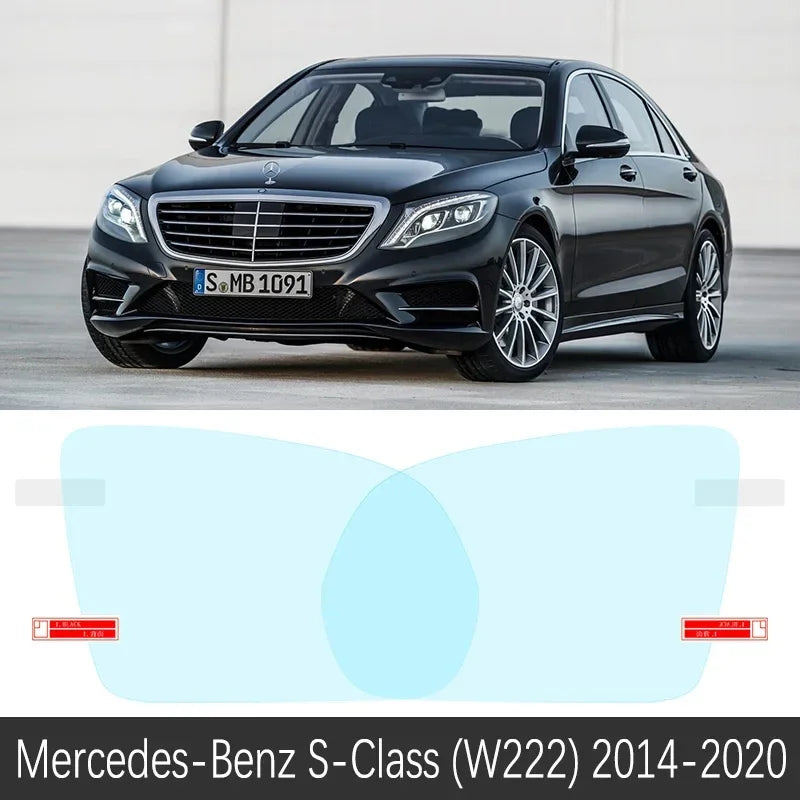 Car Rearview Mirror Film for Mercedes-Benz S-Class W220 W221 W222 1999-2020 2000 2018 Anti Fog Rainproof Sticker Accessories sayaragear