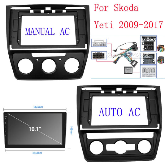 Car Radio Fascias Frame For Skoda Yeti 2009-2017 10 inch Stereo Panel Harness Power Cable Adapter Canbus Decoder Mount Kit sayaragear