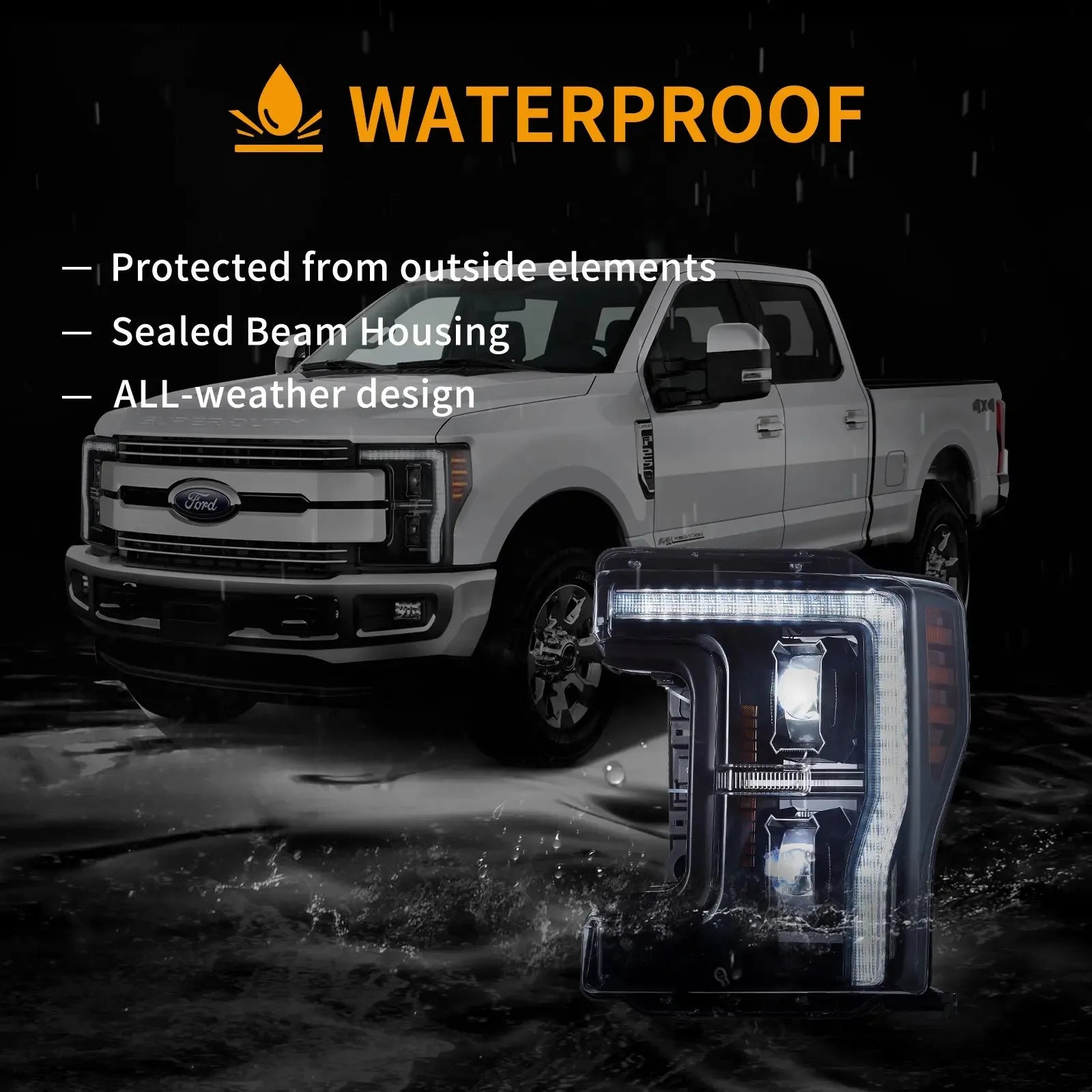 Vland 17-19 F250 F350 F450 F550 Super Duty LED Projector Upgrade Headlights sayaragear