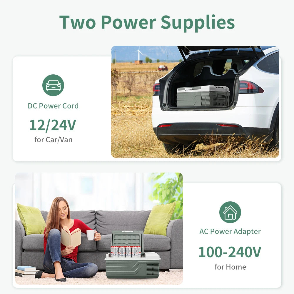 Alpicool NL15 15L Portable Car Refrigerator 12 Volt Mini Fridge Freezer 12/24V DC 100-240V AC Cooler Ice Box for Truck Camping sayaragear