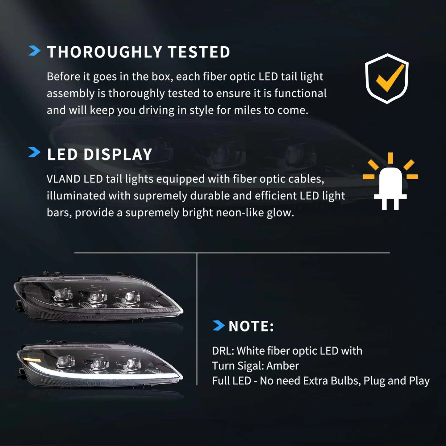 Vland 2002-2008 6 1th Gen (GG1) Pre-Facelift Sedan LED Matrix Projector Headlights Black sayaragear