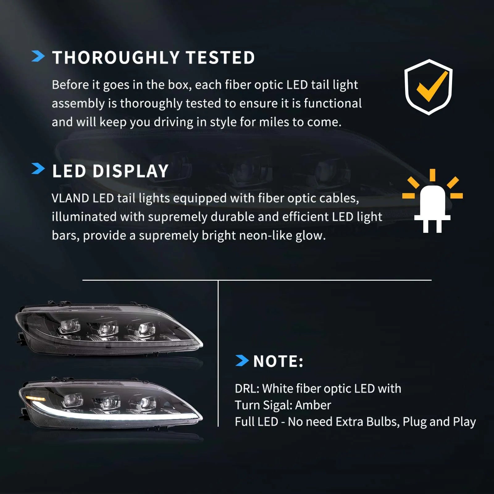 Vland 2002-2008 6 1th Gen (GG1) Pre-Facelift Sedan LED Matrix Projector Headlights Black sayaragear