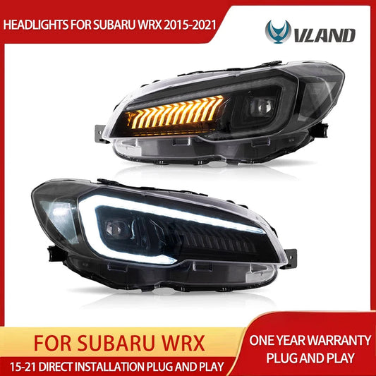 Vland 15-21 WRX LED Matrix Projector Headlights Black with DRL High Low Beam Front Headlamp Assembly Upgrade sayaragear