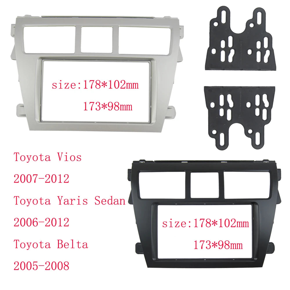 2din 6.2/7 Inch Car Frame Fascia Adapter Android Radio Dash Fitting Panel Kit For Toyota Vios Belta Yaris Sedan 2006-2012 sayaragear