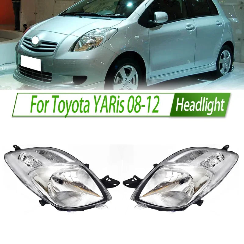 For Toyota YARis 08-12 Halogen Headlight Assembly OEM Style Front Headlamp Bulb Socket Plug & Play Replacement sayaragear