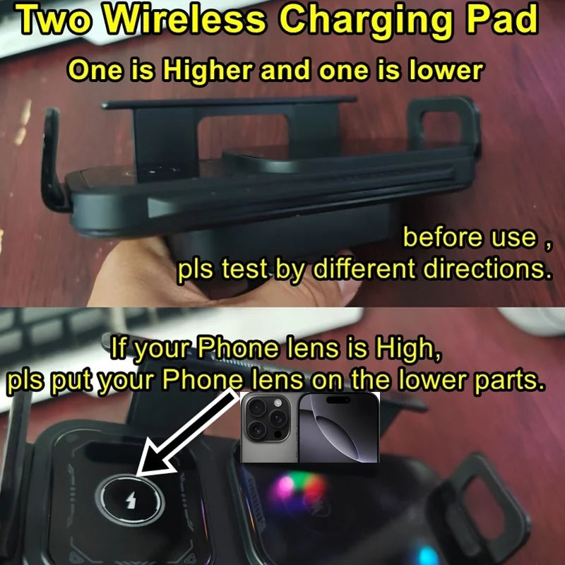 15W Universal Car Phone Wireless Charger Holder 360° Rotation Mount for Samsung Galaxy Fold 6 5 4 3 Z Flip S25 S24 iPhone 16 15 sayaragear