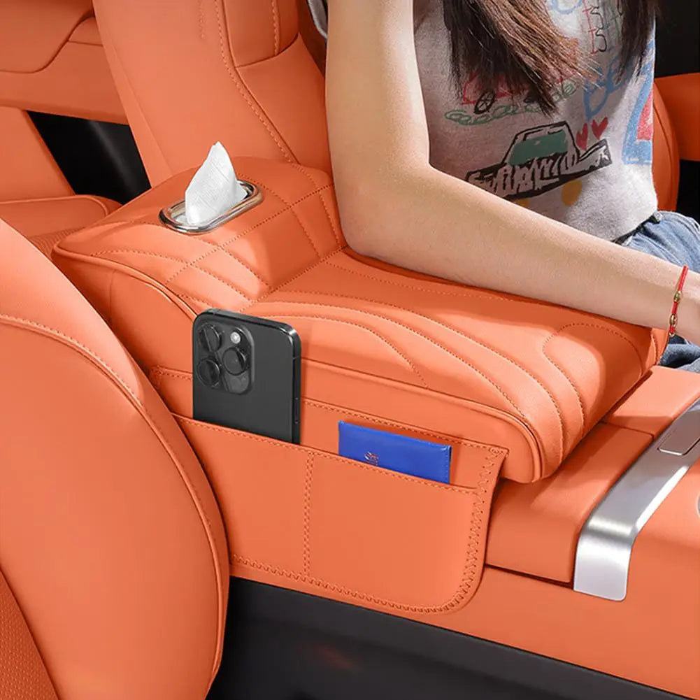 For Haval H9 2rd 2024 2025 Car Armrest Box Height Increase Pad Leather Protective Cover Storage Bag Auto Styling Accessories sayaragear