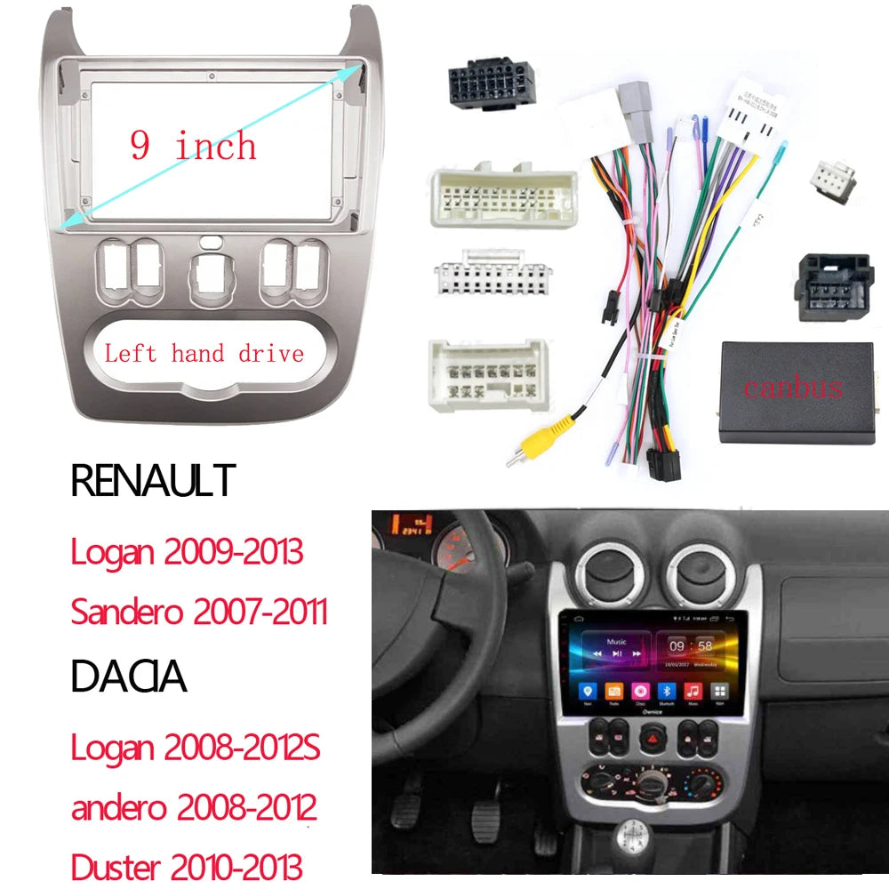9 Inch Car Frame Fascia Panel Adapter Canbus Box Decoder For Renault Logan 1 Sandero Dacia Duster 2007-2013 sayaragear