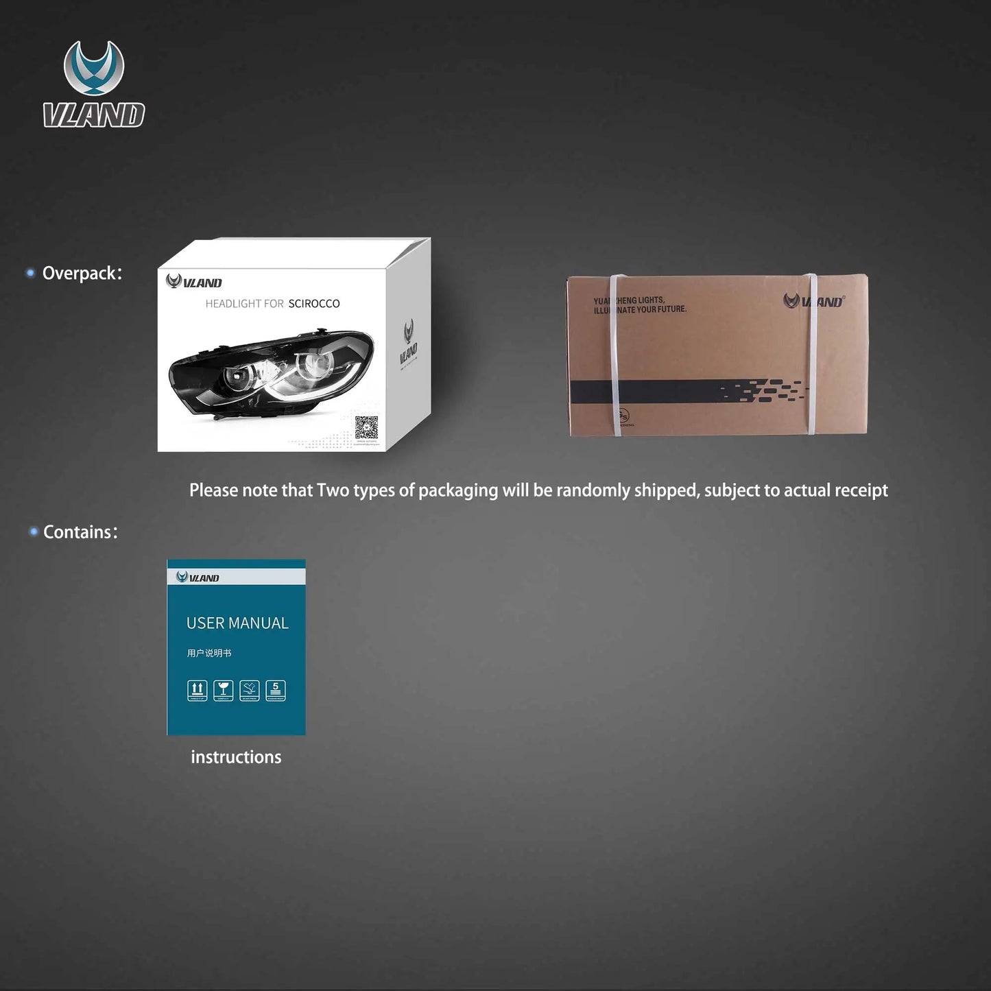 VLAND 2009-2014 Scirocco LED Projector Headlights With Start-up Animation sayaragear