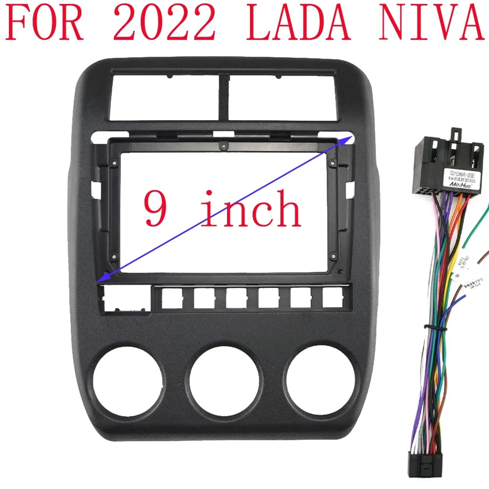 9 inch Car Fascia Radio Panel for Lada Niva 2021-2023 Dash Kit Install Plate Facia Console Adapter Cover Trim Frame sayaragear
