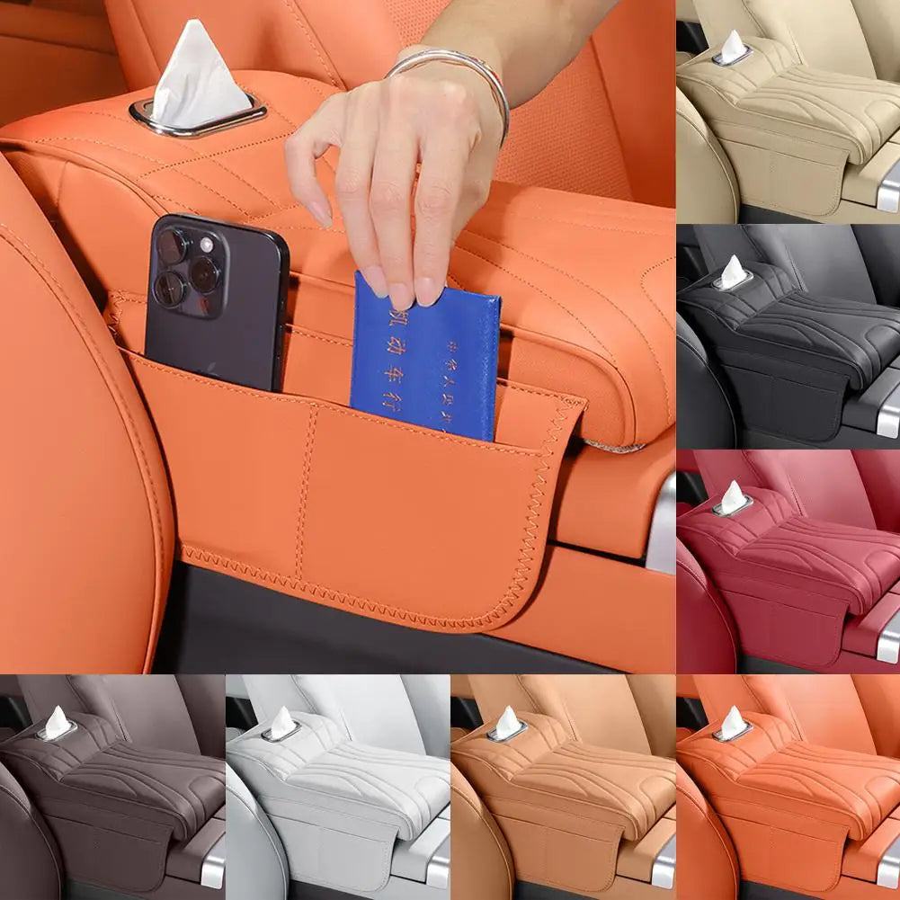 For Haval H9 2rd 2024 2025 Car Armrest Box Height Increase Pad Leather Protective Cover Storage Bag Auto Styling Accessories sayaragear