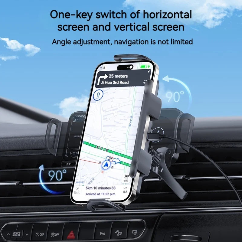 15W Universal Car Phone Wireless Charger Holder 360° Rotation Mount for Samsung Galaxy Fold 6 5 4 3 Z Flip S25 S24 iPhone 16 15 sayaragear