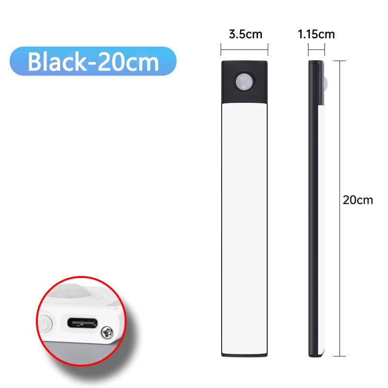 LED Cabinet Light Type C Rechargeable Motion Sensor Night Lights for Kitchen Wardrobe Cabinet Lighting 10cm/20cm/30cm/40cm/50cm sayaragear