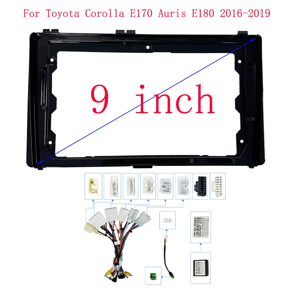 Car Radio Frame For Toyota Corolla E170 Auris E180 2016-2019 9 inch 2DIN Stereo Panel Harness Wire Power Cable Canbus Decoder sayaragear