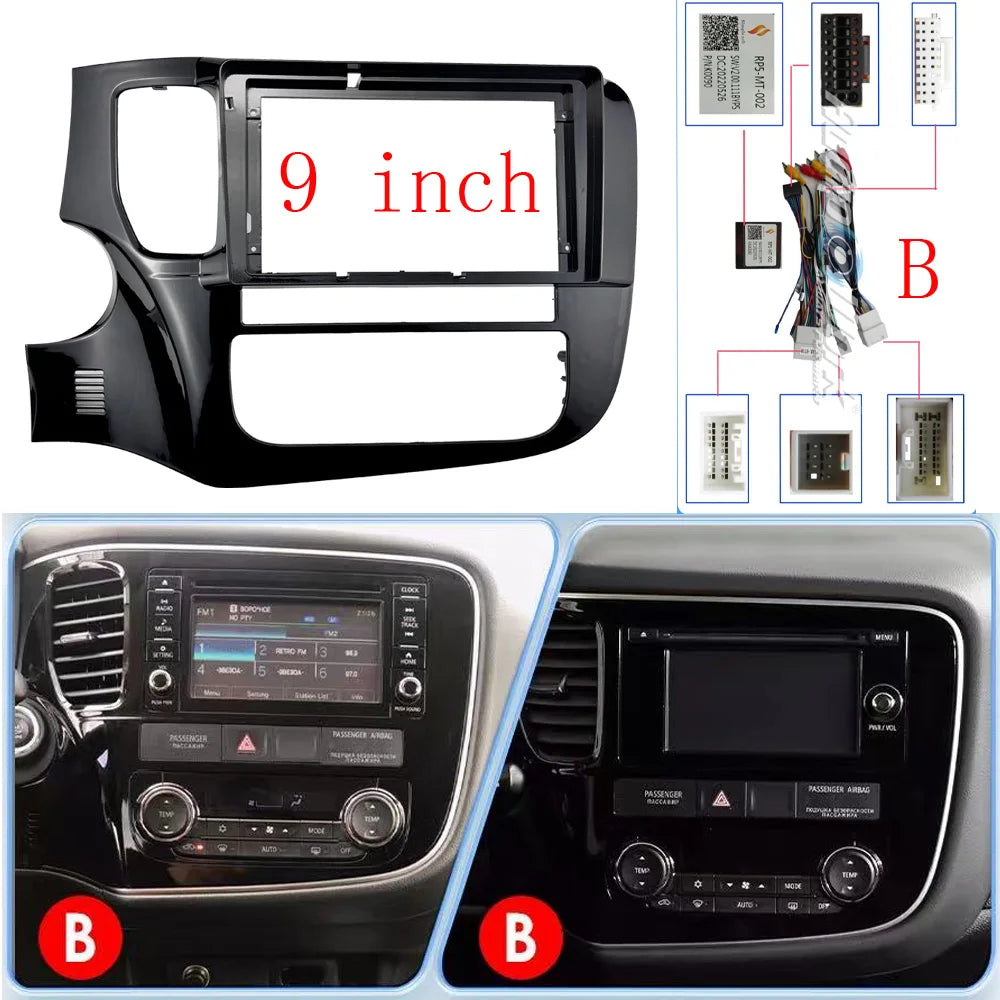 9 INCH Car Frame Fascia For Mitsubishi Outlander 3 2012-2018 Adapter Canbus Box Decoder Cable Radio Dash Head Unit Panel Kit sayaragear