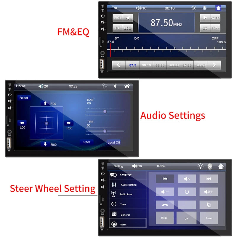 7 Inch Car Radio 1 Din MP5 Player Touch Screen Multimedia FM ISO Power Aux Input USB Bluetooth  Mirror Link Universal Autoradio sayaragear