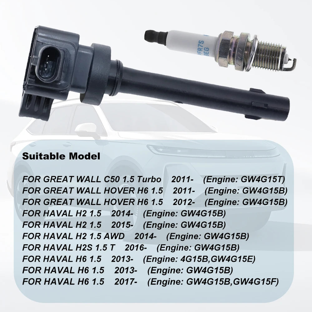 Ignition Coils + Spark Plugs Kit For HAVAL H6 1.5 2013- H2 H2S GREAT WALL C50  HOVER H6 F01R00A052 3705100-EG01T 3705100-F0000 sayaragear