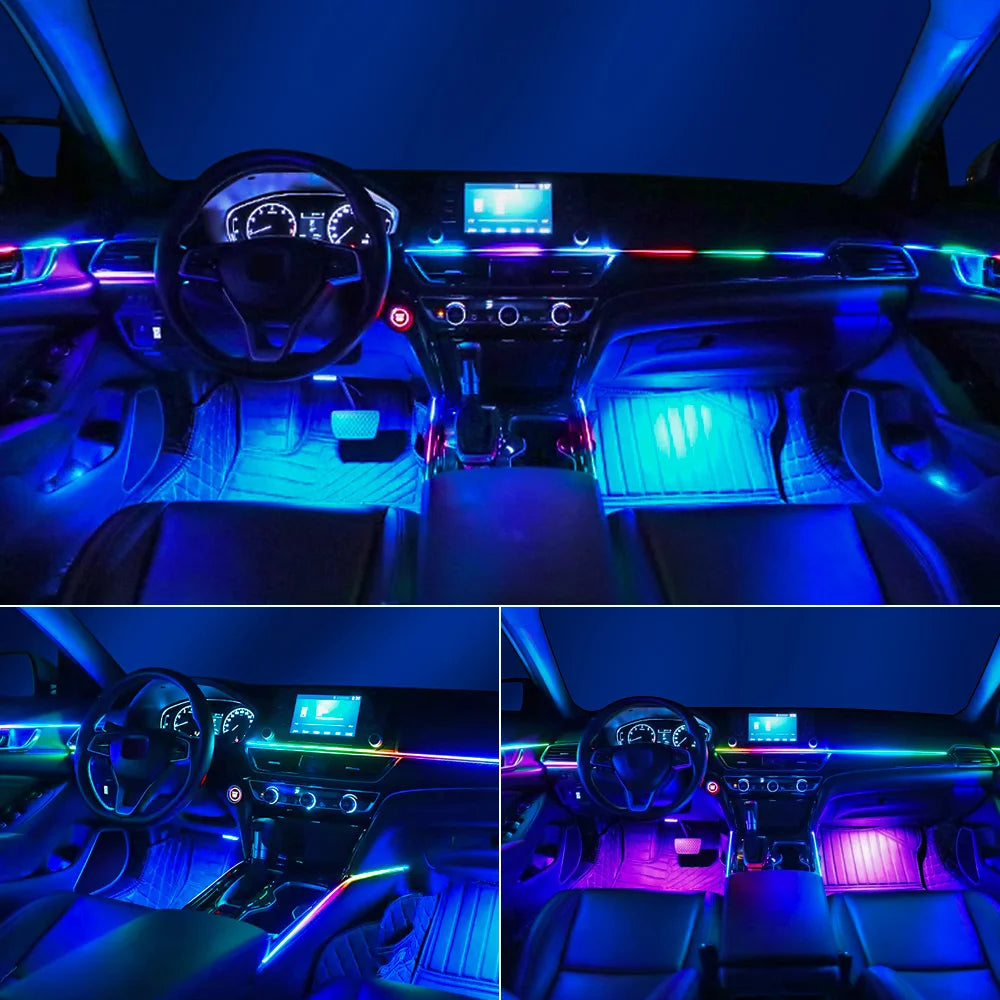 14/18 in 1 Led Acrylic Car Ambient Light RGB 64 213 Color Symphony Acrylic APP Streamer Atmosphere Lamp Kit One Zone Dual Zone sayaragear
