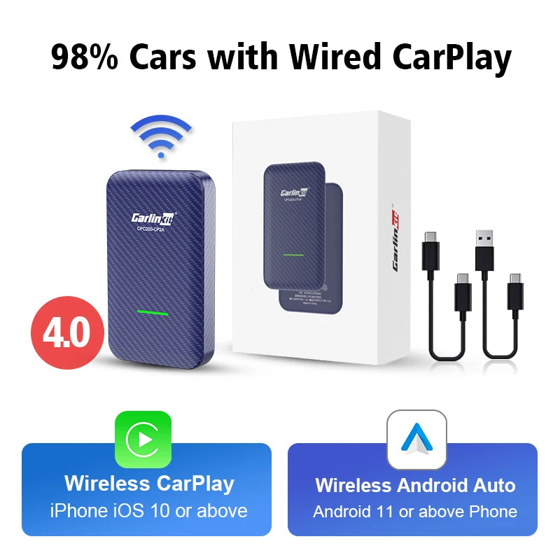 LoadKey & Carlinkit 4.0 Wireless CarPlay Android Auto Wireless Adapter For Toyota Volkswagen Audi Kia Volvo Nissan Benz Wifi BT sayaragear