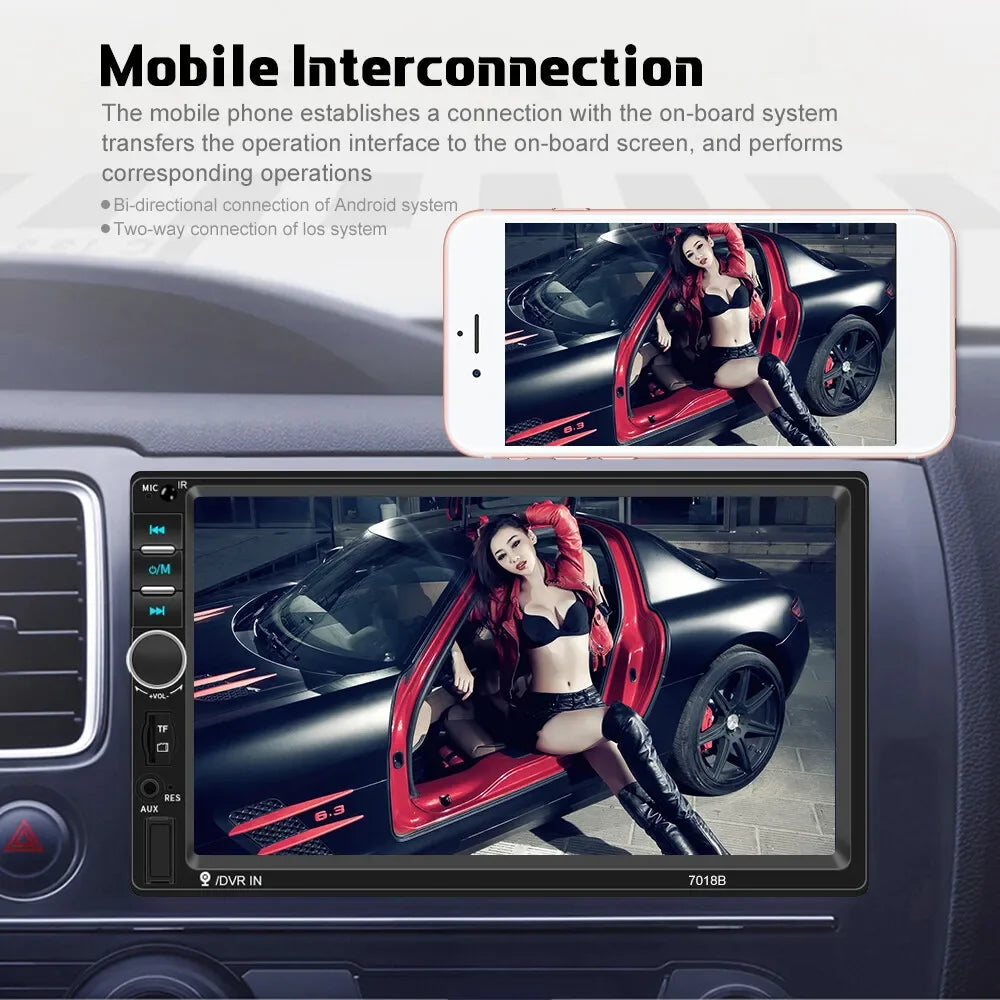 7" Double 2 DIN Car MP5 Player B-T Touch Screen Stereo Radio With 4led Camera sayaragear