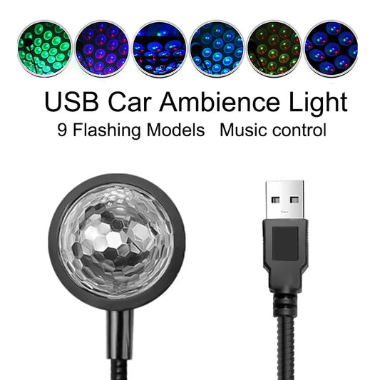 Music control LED Car Roof Star Night Light Projector Atmosphere Lamp USB Decorative Lamp Adjustable Car Interior ambience sayaragear