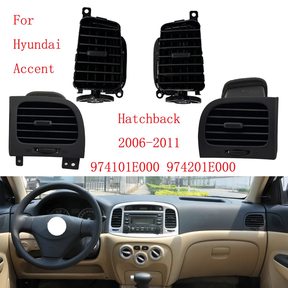 2Pcs Front Central Dashboard Air Vent Outlet Grill Panel For Hyundai Accent Hatchback 2006-2011 974101E000 974201E000 sayaragear
