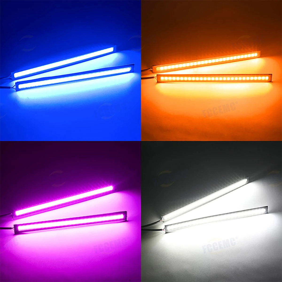 2pcs Ultra Thin Bright LED Car COB Daytime Running Lights Waterproof Night Lighting Decorative Ambient Lamp Bar 12V Universal sayaragear