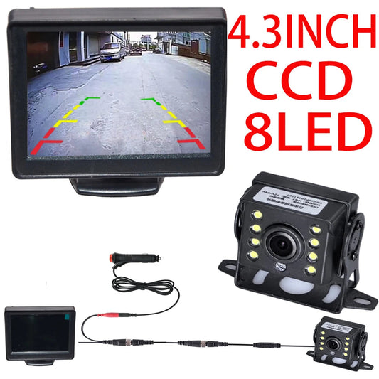 Parking Backup Reverse CCD 2 - in - 1 HD Rear View Camera System 4.3  Inch HD Screen Monitor, for Car, Bus, Truck, RV & Trailer sayaragear