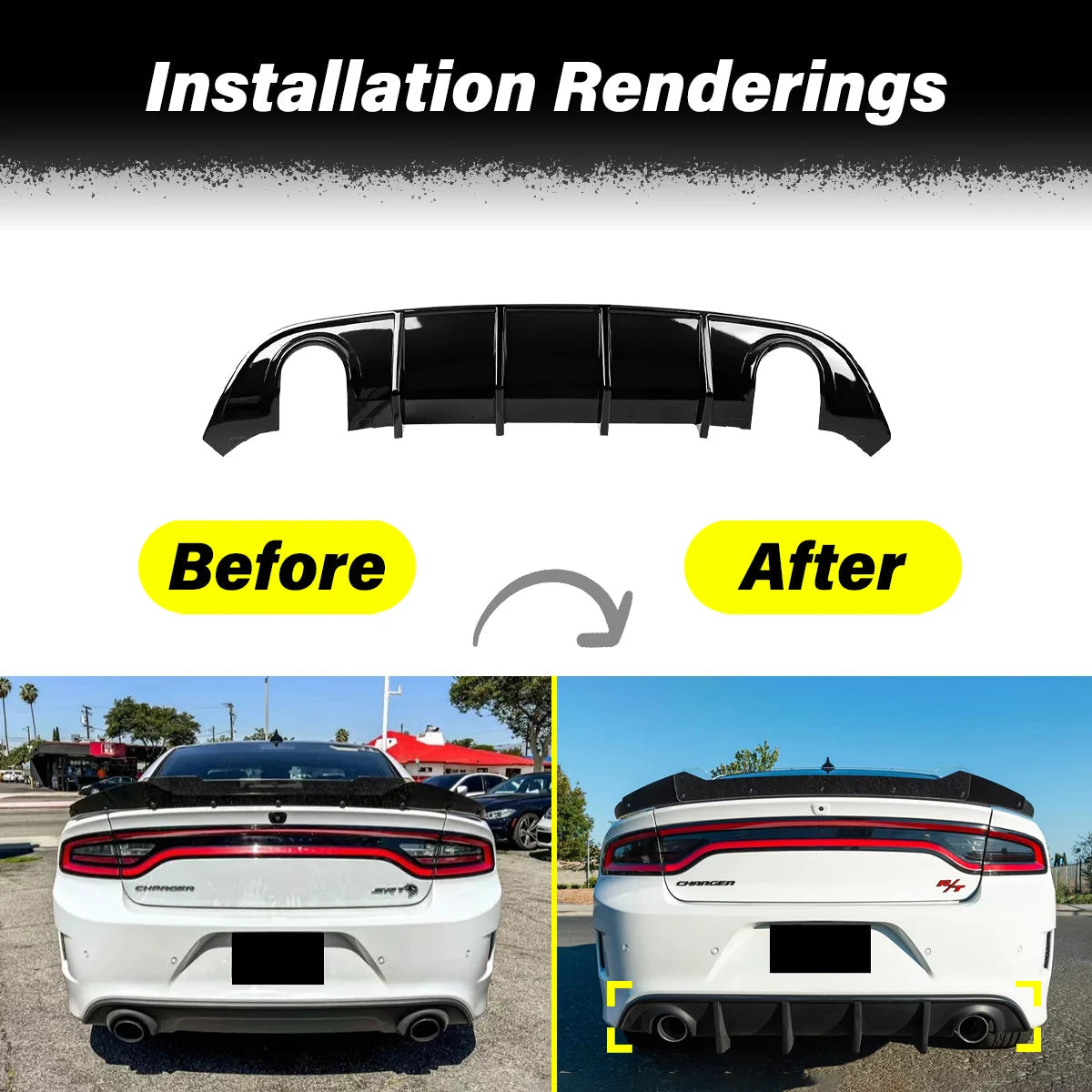 For Dodge Charger SRT/GT/RT/Scat Pack/Daytona 2015 2016 2017 2018 2019 Car Rear Bumper Spoiler Lip Exterior Accessories Body Kit sayaragear