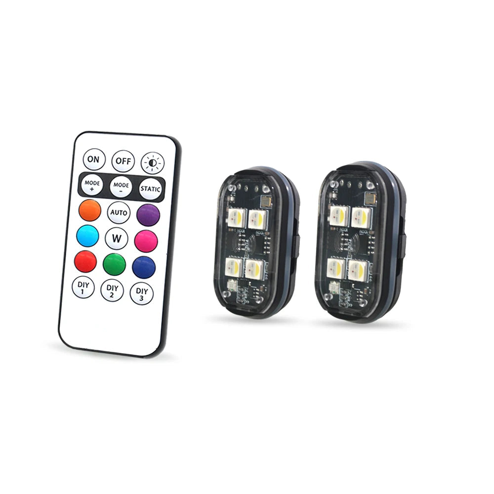 2/4pcs Wireless LED Strobe Lights Car Decor Atmosphere Light, 8 Colors Rechargeable Led Lights Anti-Collision LED Warning Light sayaragear