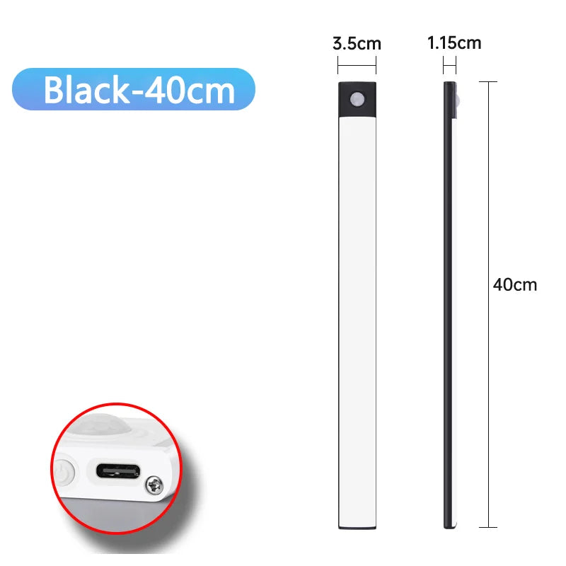 LED Cabinet Light Type C Rechargeable Motion Sensor Night Lights for Kitchen Wardrobe Cabinet Lighting 10cm/20cm/30cm/40cm/50cm sayaragear