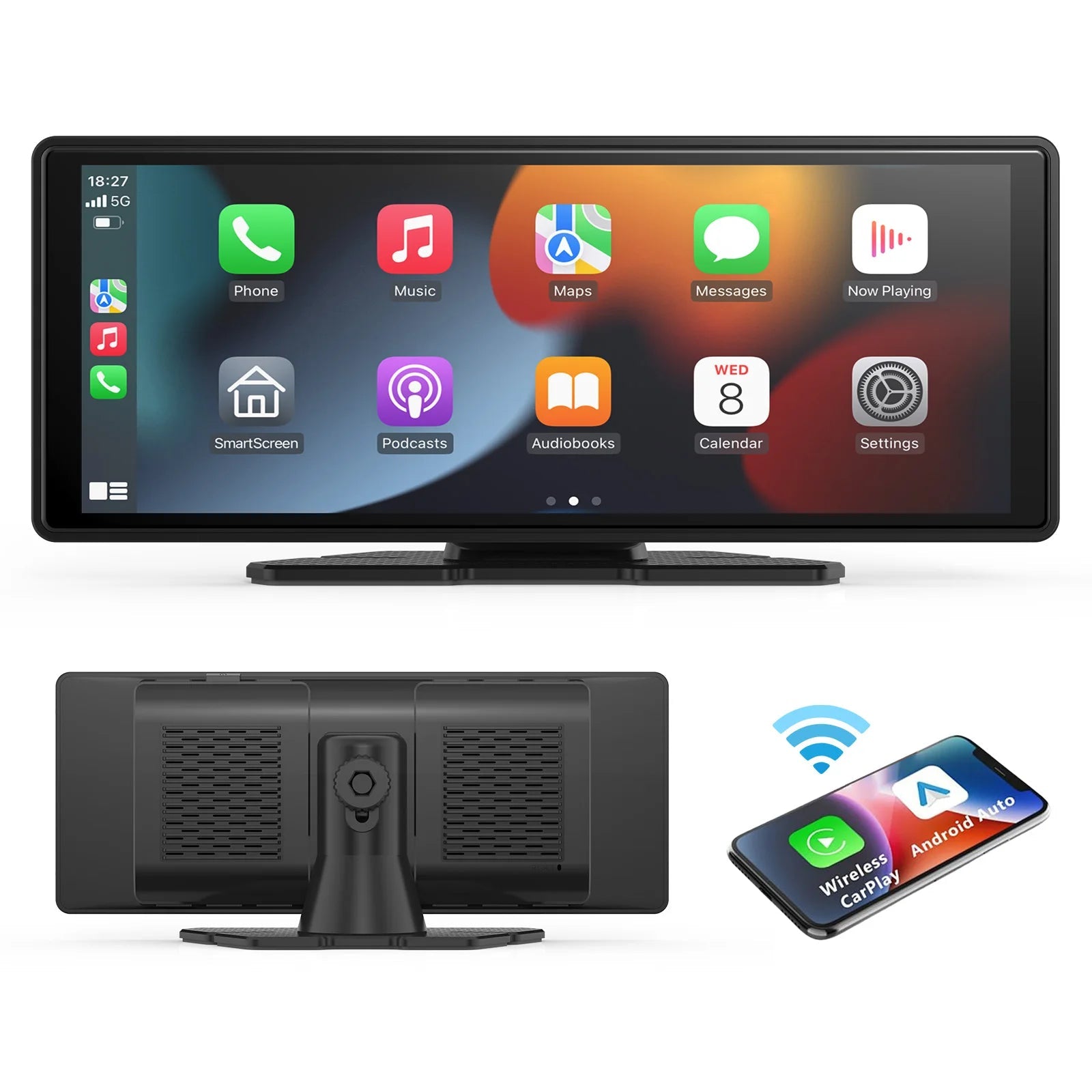 Universal Portable Wireless Carplay Screen for Car with Android Auto Touchscreen Car Stereo System sayaragear