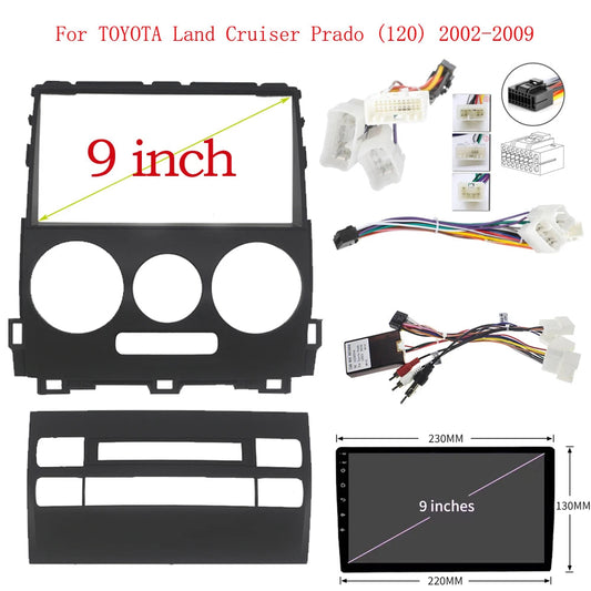 9" Car Radio Fascia For TOYOTA Land Cruiser Prado (120) 2002-2009 Video Player Audio 2 Din Frame Dashboard Panel Mount Kit sayaragear