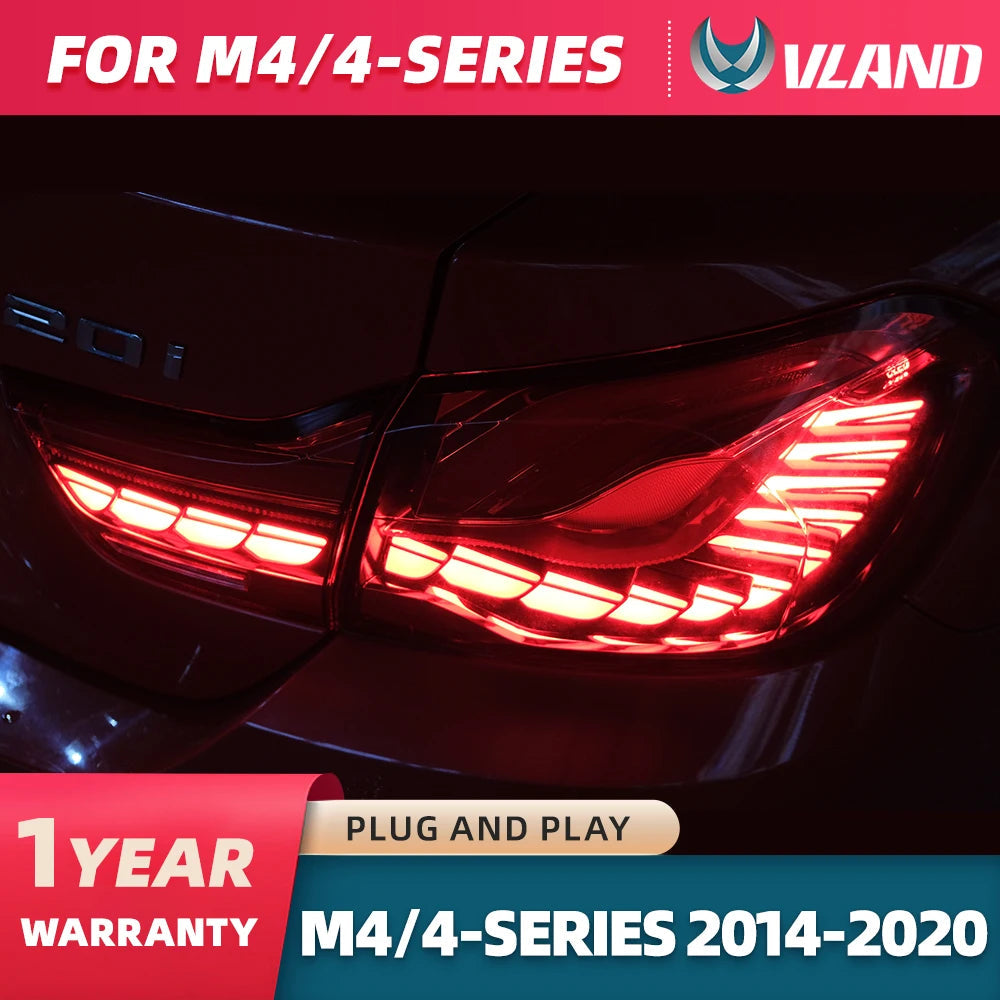 Vland 14-20 BMW 4 Series F32 F33 F36 M4 F82 F83 Full LED Tail Lights GTS Style Rear Lamp Assembly Plug and Play Upgrade Replacem sayaragear