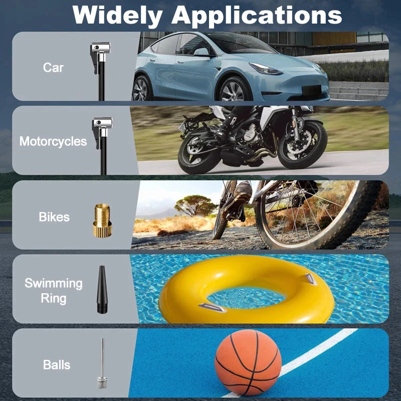 Car Air Pump Wired/Wireless Protable Car Air Compressor 150PSI Tire Inflation Pump for Motorcycle Bicycle Car Tire Ball Inflator sayaragear