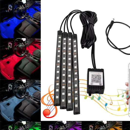 RGB Universal Car Ambient Lights LED Strip Interior Atmosphere Lamps 8 Colors Decorative Off Road 4x4 SUV Automobile Accessories sayaragear