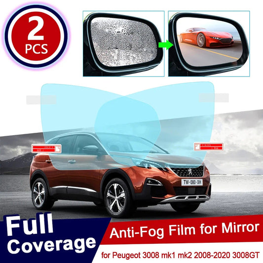 for Peugeot 3008 2008~2020 mk1 mk2 3008GT GT 3008 Full Cover Anti Fog Film Rearview Mirror Rainproof Accessories 2013 2015 2017 sayaragear