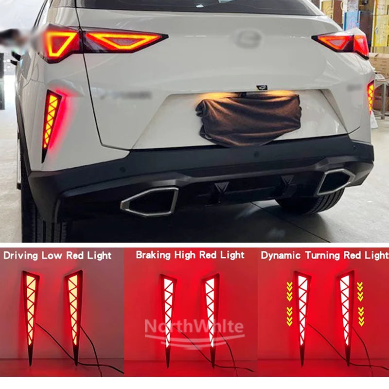 LED Rear Bumper Reflector Light For GAC GS3 2023-2024 Fog Lamp Brake Light Dynamic Turn Rear Fog Lamp Bumper Light sayaragear