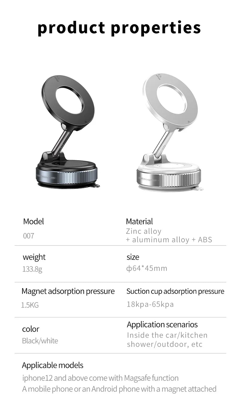 Vacuum Magnet Phone Bracket Multi-angles Adjustment Strong Magnetic Suck Design Foldable Car Holder For iphone Navigation Stand sayaragear