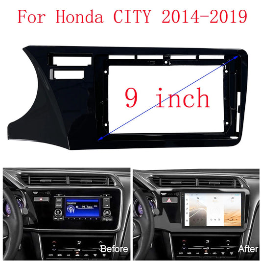 For Honda CITY 2014-2019(9INCH)Car Radio Fascias Android GPS MP5 Stereo Player 2 Din Head Unit Panel Dash Frame Installation Tri sayaragear