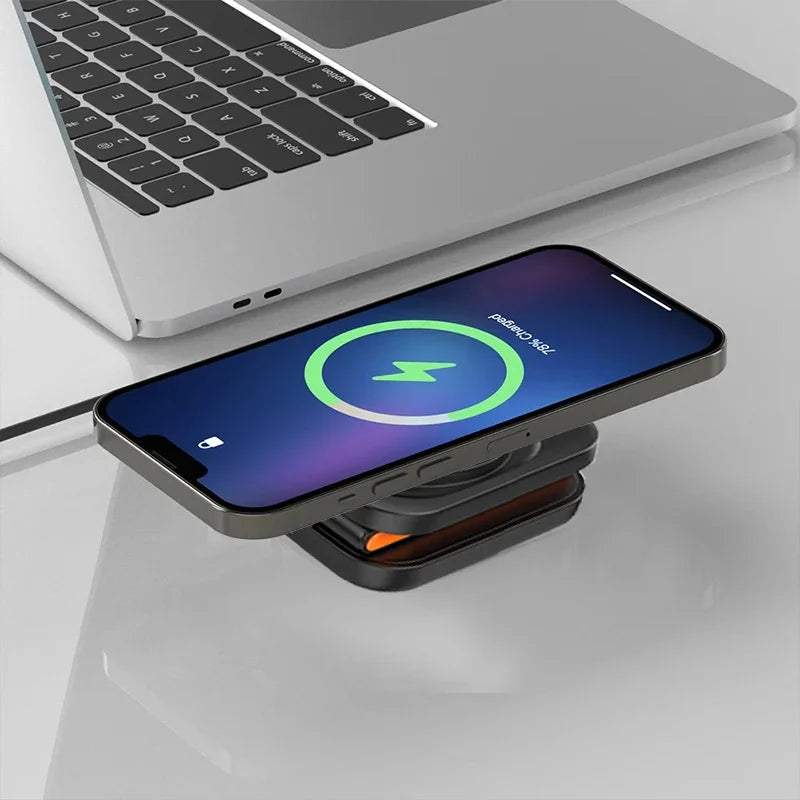 3 in 1 Foldable Charging Station Fast Magnetic Wireless Charger Stand for iPhone 17 16 15 14 13 12 Apple Watch 8 7 6 Airpods Pro sayaragear