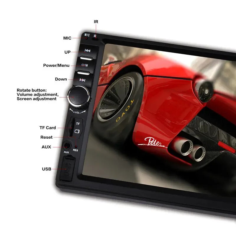 7" Double 2 DIN Car MP5 Player B-T Touch Screen Stereo Radio With 4led Camera sayaragear