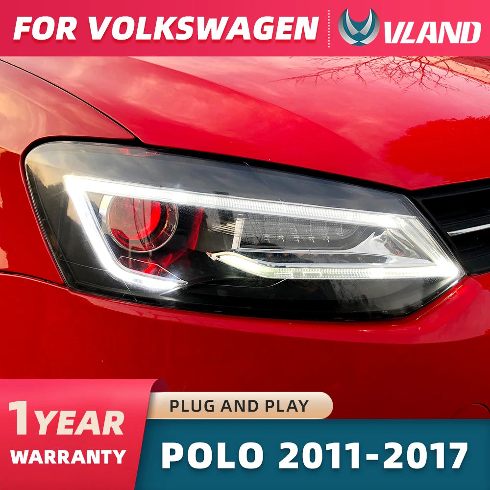 VLAND Car Styling for VW Polo Headlights 2011-2018 Vento LED Headlight New Polo Design DRL Head Lamp Bi Xenon Beam Accessories sayaragear