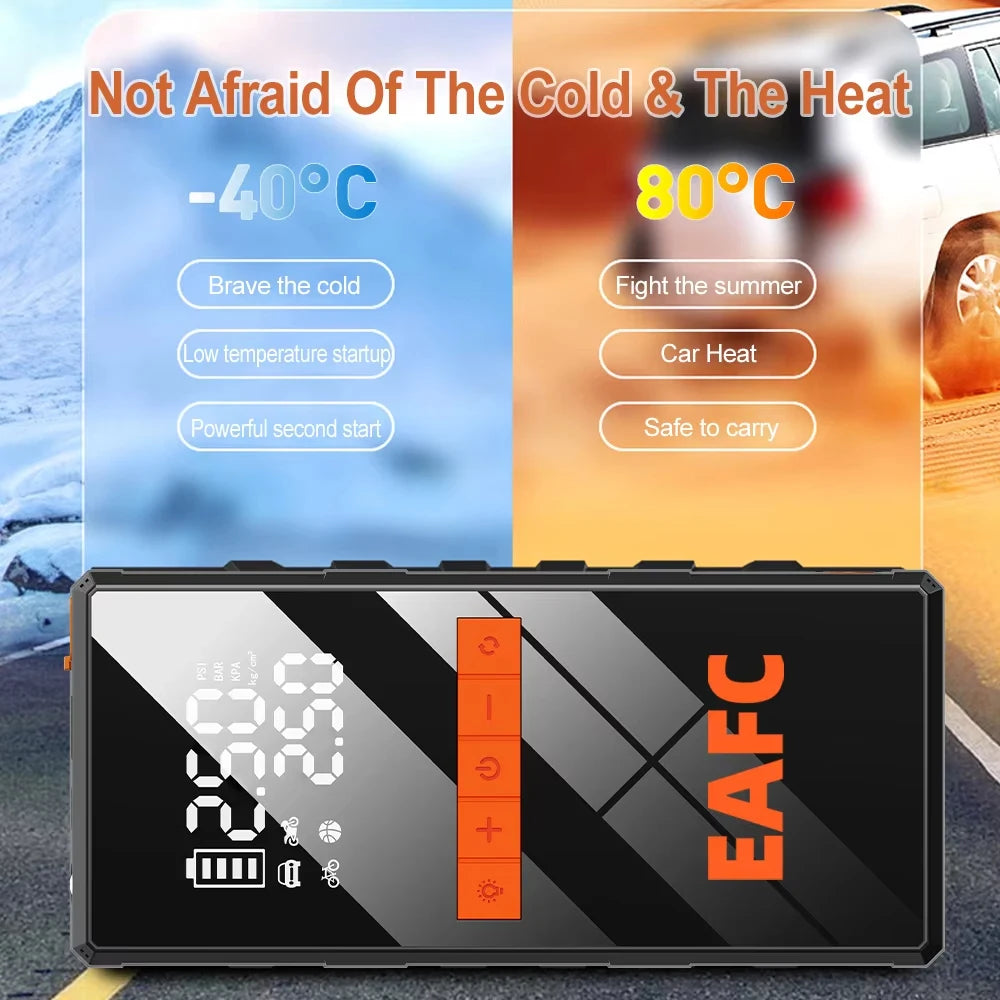 12V Car Jump Starter 4 In 1 Car Wireless Tire Inflator Pump Air Compressor Power Bank Potable Battery Starting Fast Charging sayaragear