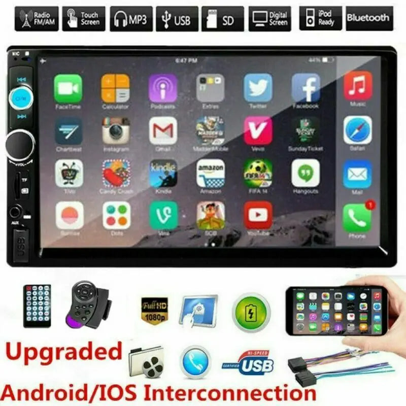 7" Double 2 DIN Car Radio Stereo Bluetooth FM USB TF AUX IOS/Android MP5 Player sayaragear