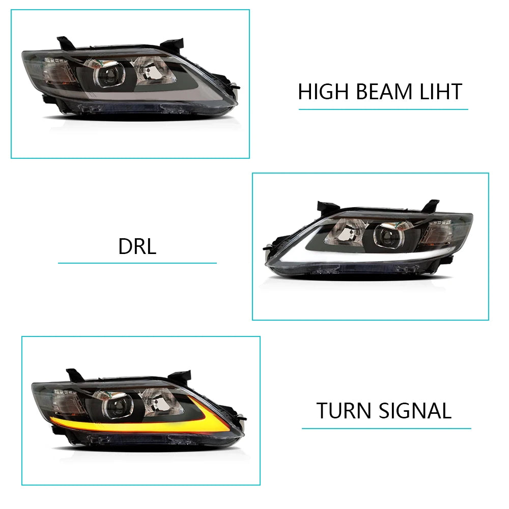 VLANDFOR TOYOTA CAMRY 2009-2011 HEAD LAMP(USA TYPE) Headlights DRL Day Running Light LED Fog Lights Car Accessory Head Lamp sayaragear