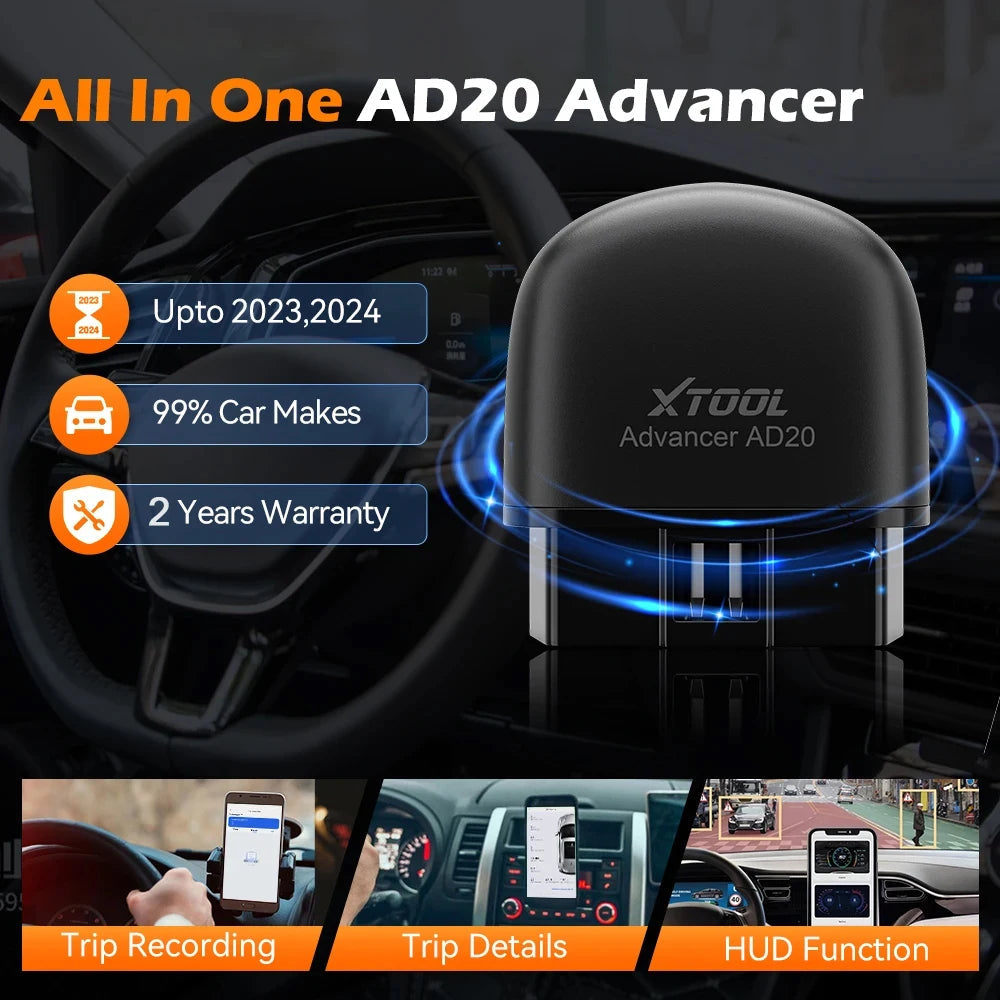 XTOOL Advancer AD20 Mini Bluetooth 5.0 OBD2 Scanner Full obd2 Functions Car Diagnostic Scan Tool Read/Clear fault code Universal sayaragear