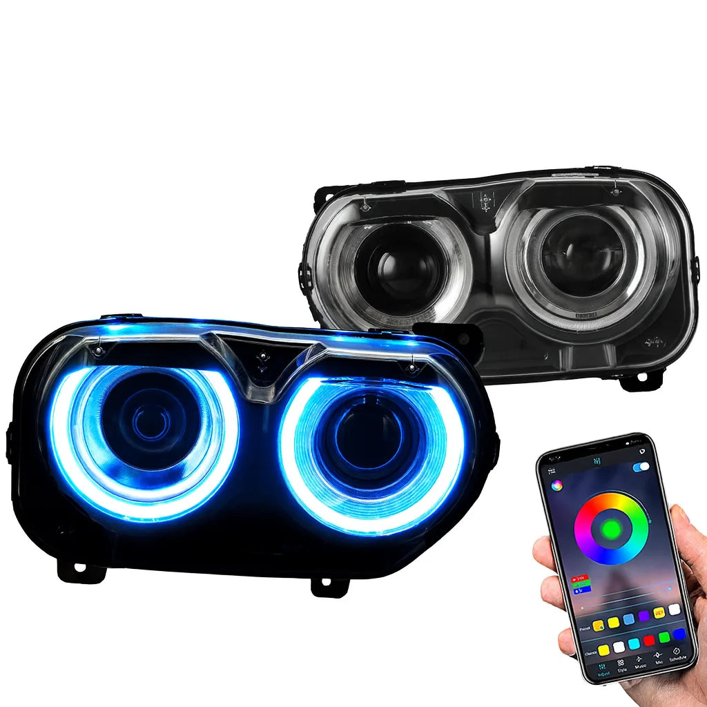 Vland 2015–2024 Challenger 3th Gen Facelifted RGB Dual Beam Projector Headlights Black sayaragear